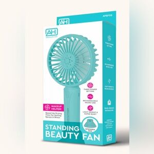 Absolute Hot Turquoise Blue Standing Beauty Fan - NIB